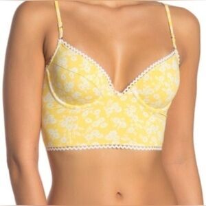 Free People Yellow Floral Lulu Longline Bra